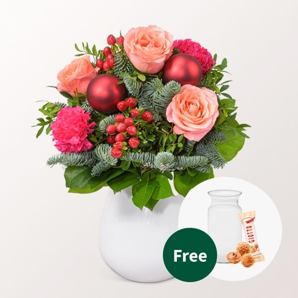 Strauß Feuer Mit Vase und 2 Ferrero Rocher