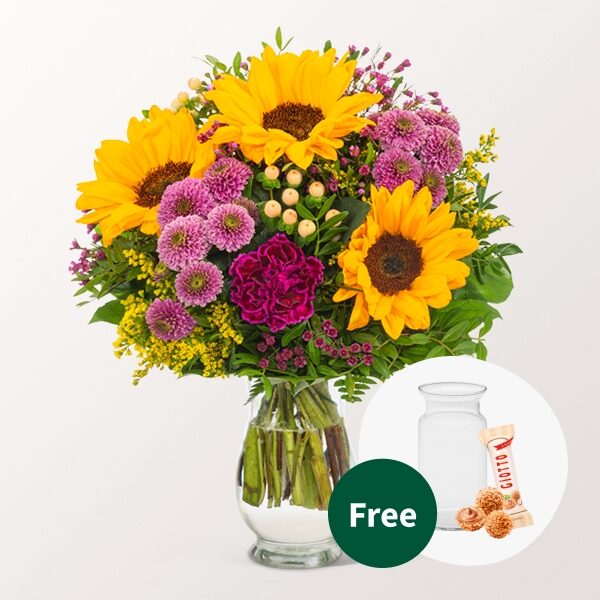 Blumenstrauß Herbstlichtung mit Vase &amp; Ferrero Raffaello