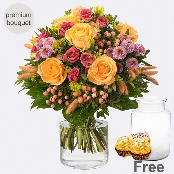 Premium Blumenstrauß Frã¼Hlingskind mit Premium Vase