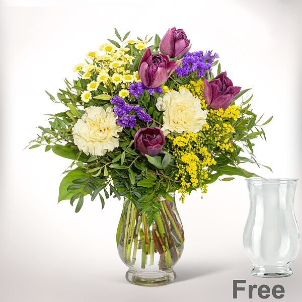 Blumenstrauß Frühlingsgarten mit Vase &amp; 2 Ferrero Rocher