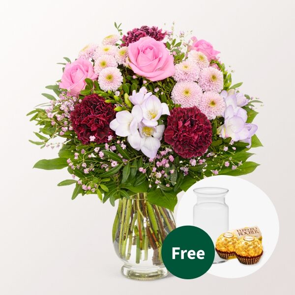 Blumenstrauß Blütenkuss mit Vase &amp; 2 Ferrero Rocher