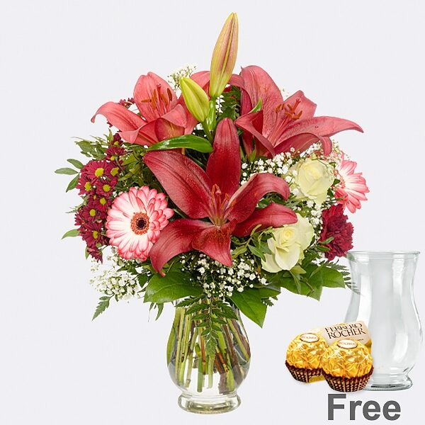 Blumenstrauß Blumenwunder mit Vase &amp; 2 Ferrero Rocher