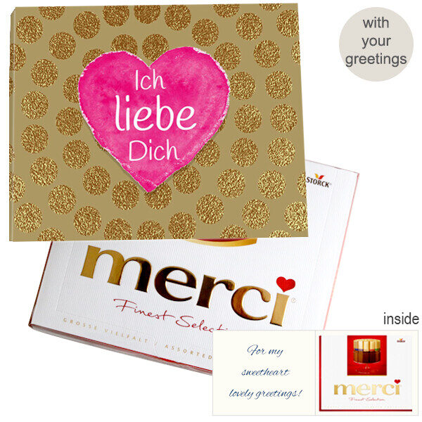 Persönliche Grußkarte mit Merci: Ich liebe Dich (250 g)
