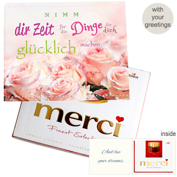 Persönliche Grußkarte mit Merci: Nimm dir Zeit... (250 g)