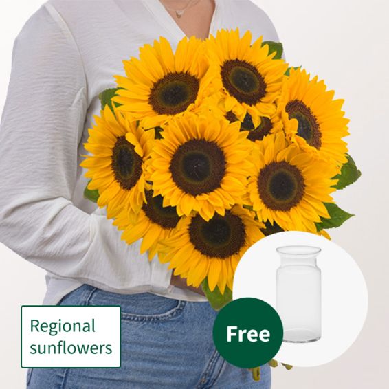 Sonnenblumenstrauß mit Vase (10 Sonnenblumen)