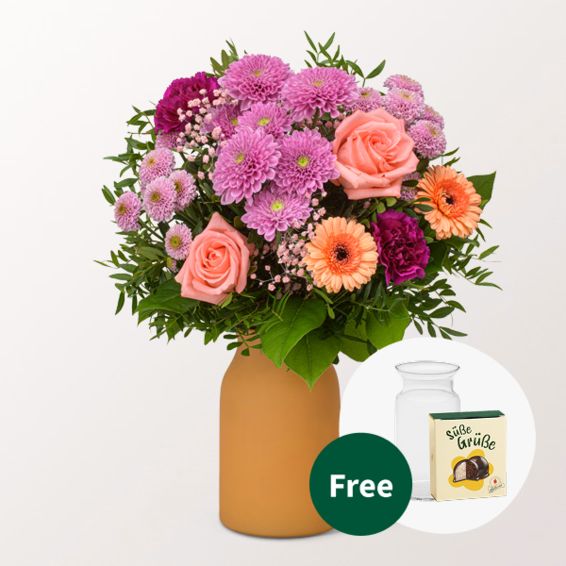 Blumenstrauß Farbspiel mit Hallorenkugeln & Vase