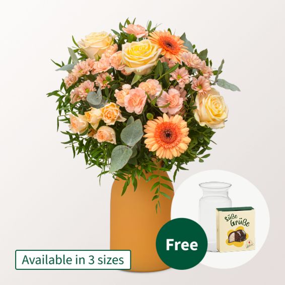 Blumenstrauß Zarte GrÃ¼ÃŸe mit Halloween-Kugeln & Vase (Klassisch 14 Stiele)