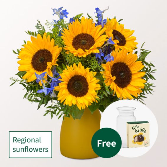Sommerlaune-Blumenstrauß mit Halloween-Kugeln und Vase