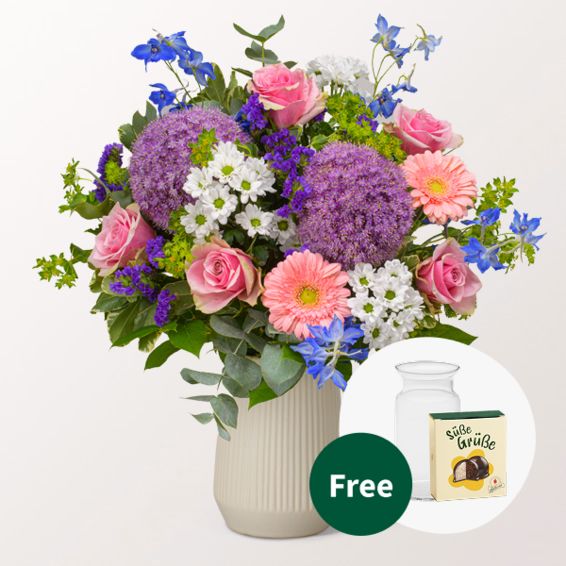 Blumenstrauß Herzlich mit Hallorenkugeln & Vase