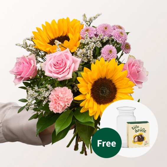 Blumenstrauß Sommergedicht mit Halloweenkugeln und Vase