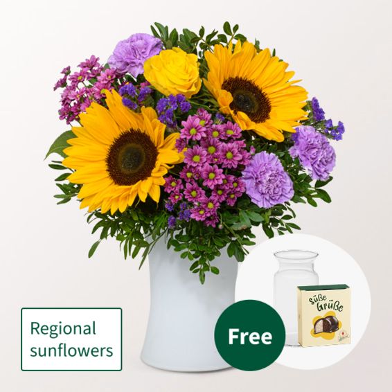 Blumenstrauß Farbenfroh mit Hallorenkugeln & Vase