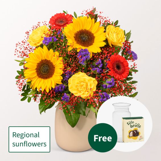 Blumenstrauß Sommerlichter mit Halloweenkugeln und Vase