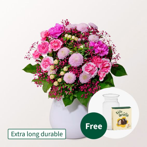 Blumenstrauß Schöner Sommer mit Halloweenkugeln und Vase