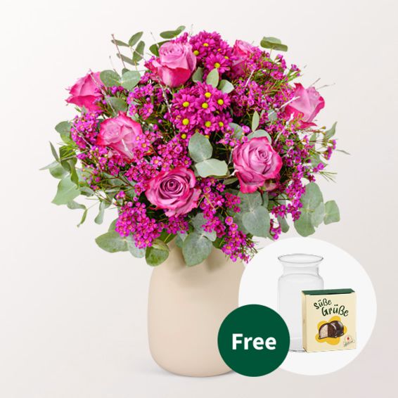 Blumenstrauß-Sensation mit Halloween-Kugeln und Vase
