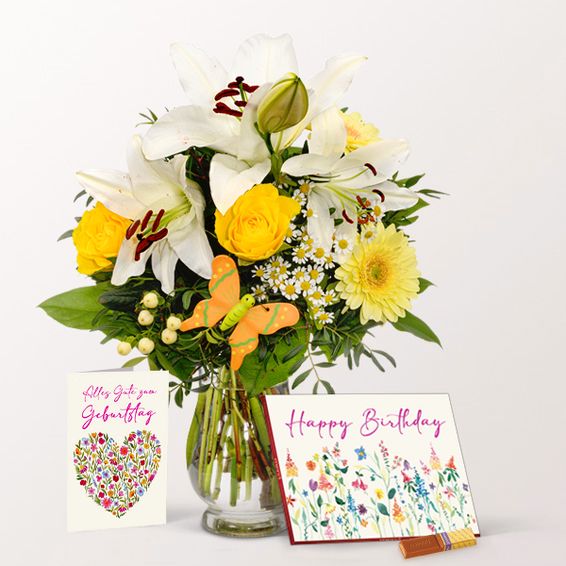 Geburtstagsset mit Merci und Vase