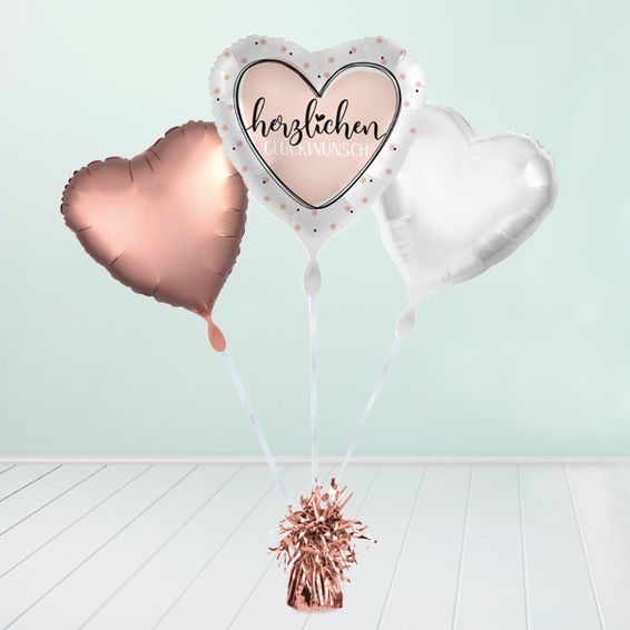 Heliumballon-Geschenk „Herzlichen Glückwunsch“ roségolden