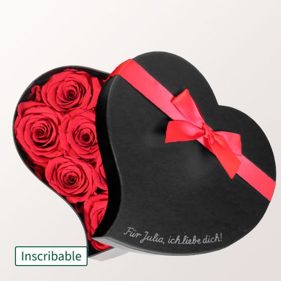 Personalisierbares Ewiges Rosenherz (12 Rosen)