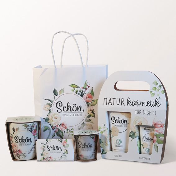 Geschenkbox „Schön, dass es dich gibt“.