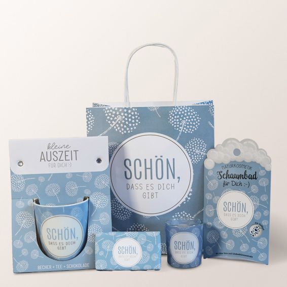 Geschenkbox „Schön, dass es dich gibt“.
