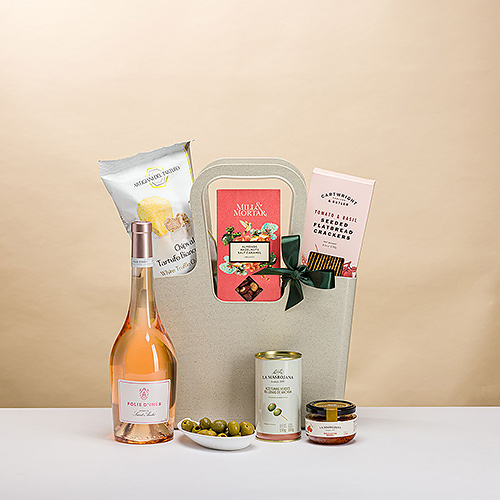 Gourmet-Picknicktasche mit Roséwein