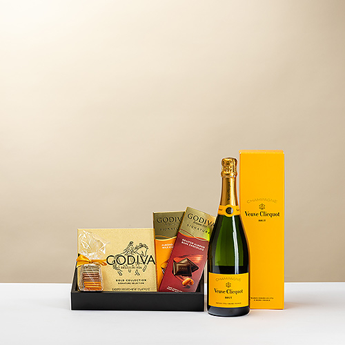 Godiva Iconic Schokoladen-Geschenktablett mit Veuve Clicquot