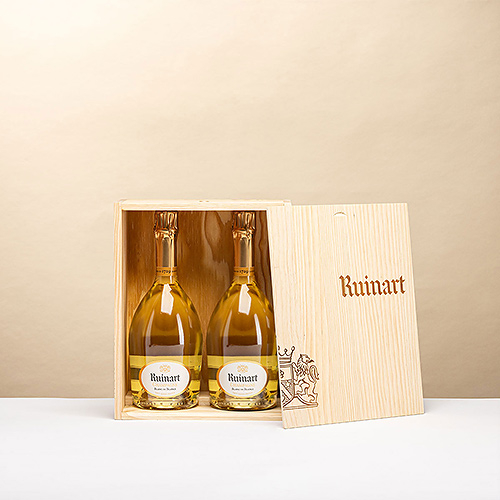 2 Flaschen Ruinart Blanc de Blancs in einer Holzbox