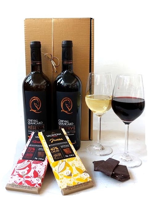 Bordeauxwein und Schokolade