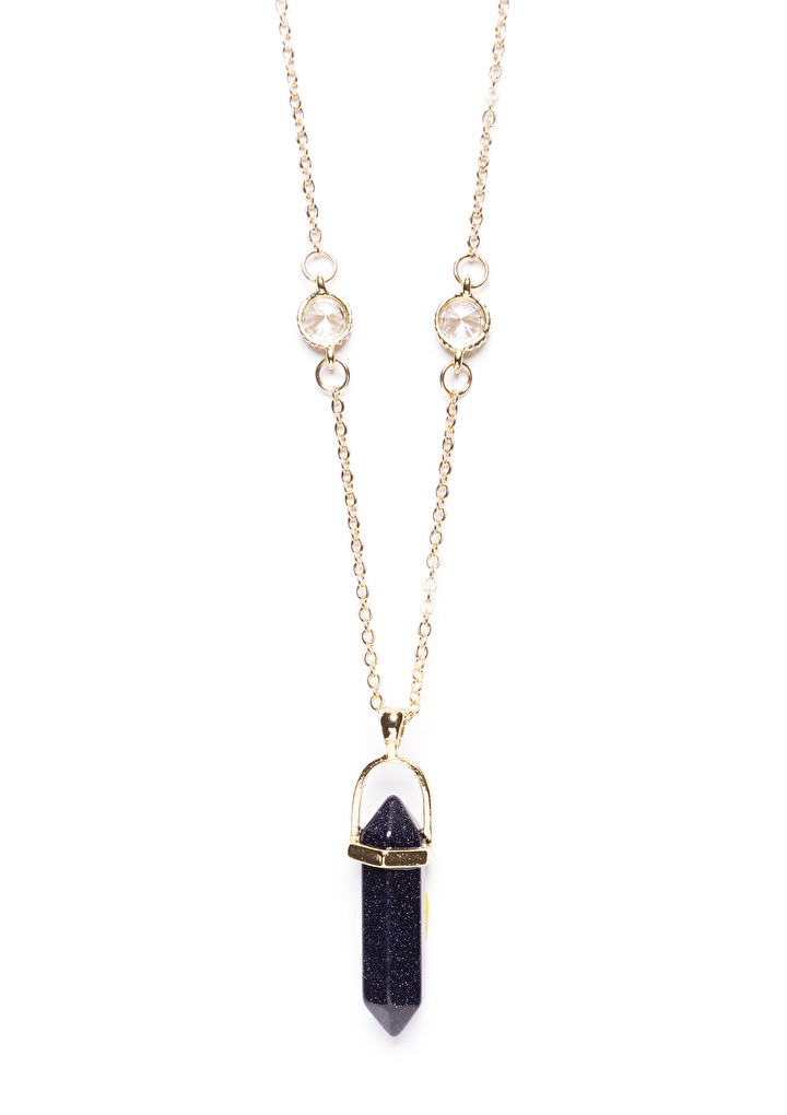 Glühende Galaxy Black Edelstein Anhänger Prism Halskette in Gold