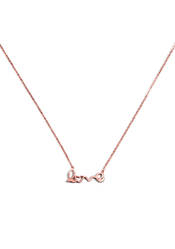 Scripted Love Statement zarte Halskette in Roségold