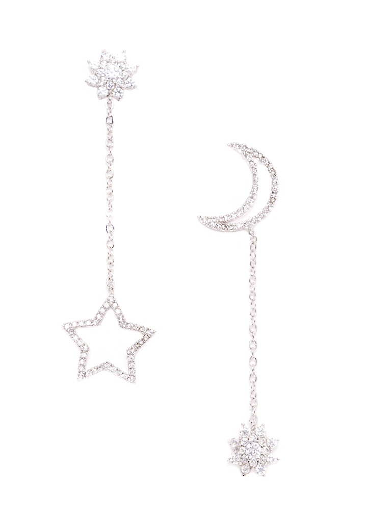 Stern und Mond asymmetrische Ohrringe