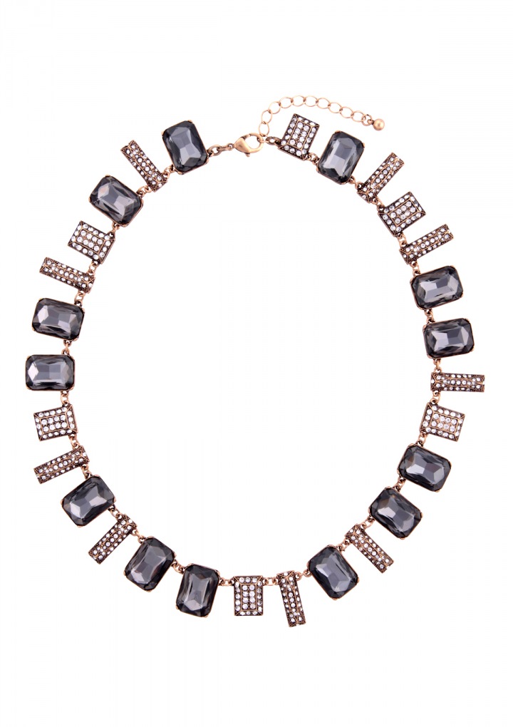 Graue Glitzer-Statement-Halskette