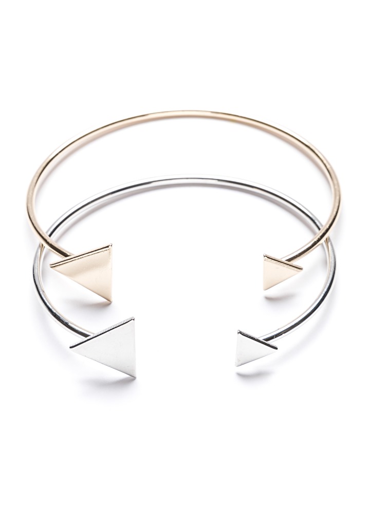 Gold und Silber Dreieck beendet Manschette Armband Set
