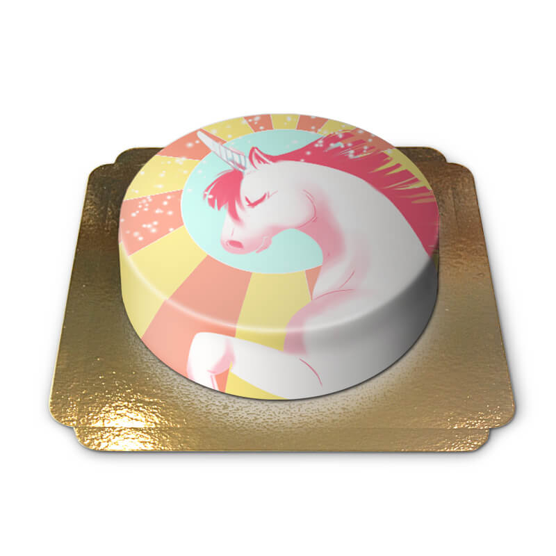 Unicorn cake yellow-red (Small (18 cm(6 servings)))