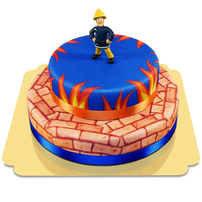 Feuerwehrmann Sam auf zweistufigem Feuerkuchen