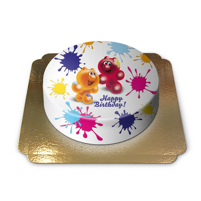 Gelini-Torte - Happy Birthday Farbtupfer (Klein (6 Portionen))