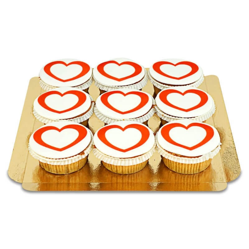 Herz-Cupcakes, 9 Stück