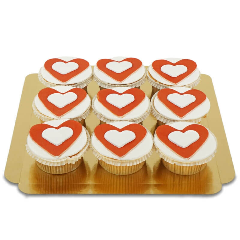 Herzförmige Cupcakes, 9 Stück