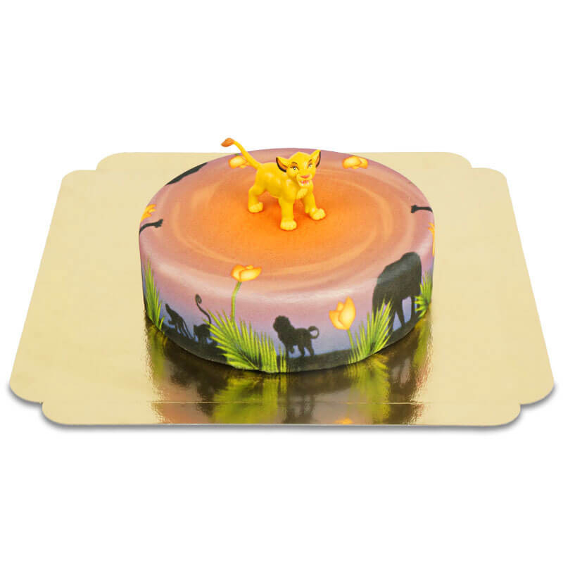 Simba auf einem runden Savannenkuchen (Klein (12 Portionen))