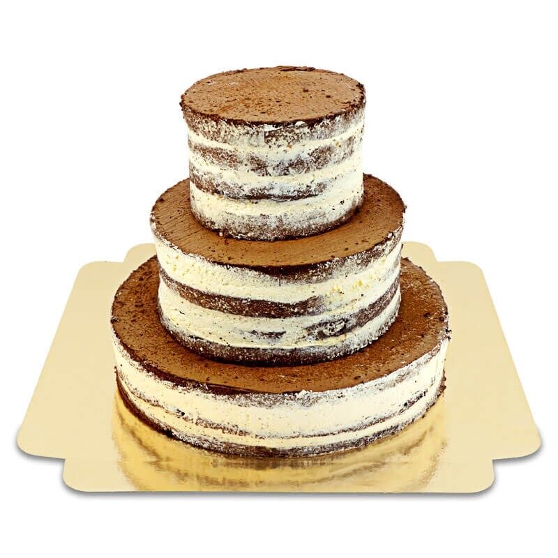 Naked Cake Schokolade-Vanille 3-stöckig
