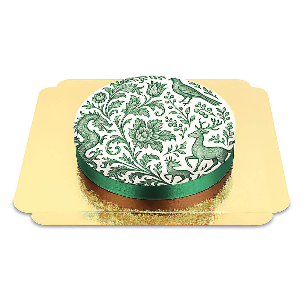 Dunkelgrüne Porzellanmalerei-Torte (Klein (18 cm (6 Portionen)))