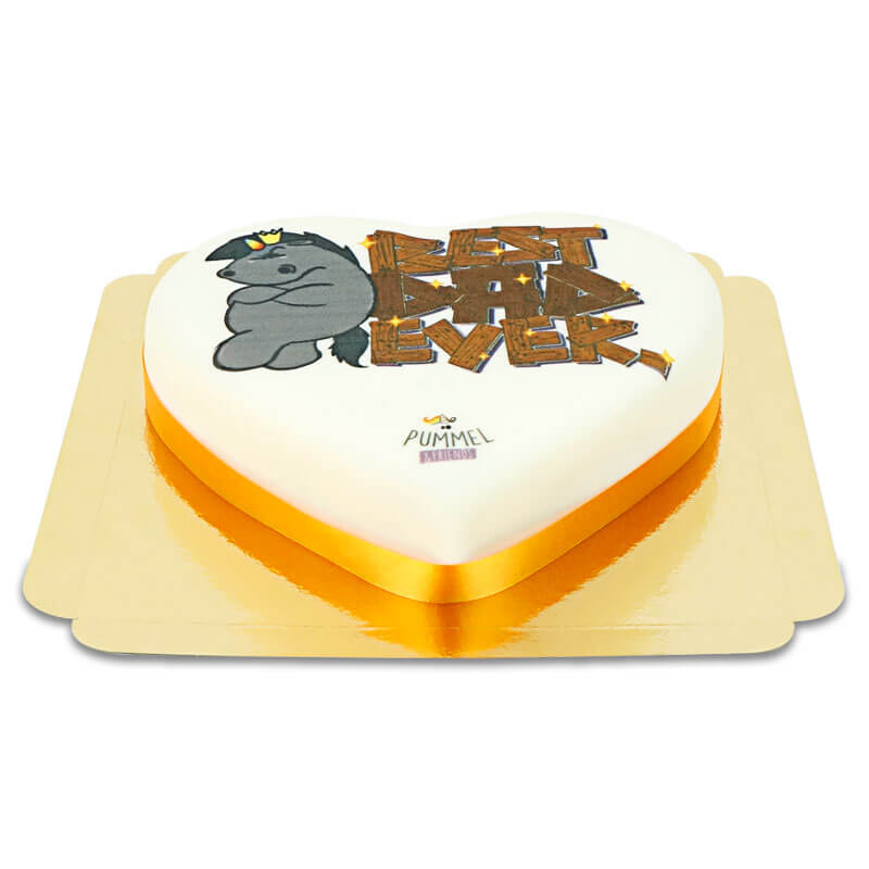 Pummeleinhorn - Mürrisches Einhorn „Best Dad ever“ Herzkuchen (Mittel ((25×24 cm)10 Portionen))