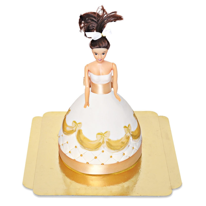 Deluxe Puppenprinzessinkuchen mit goldenem Kleid