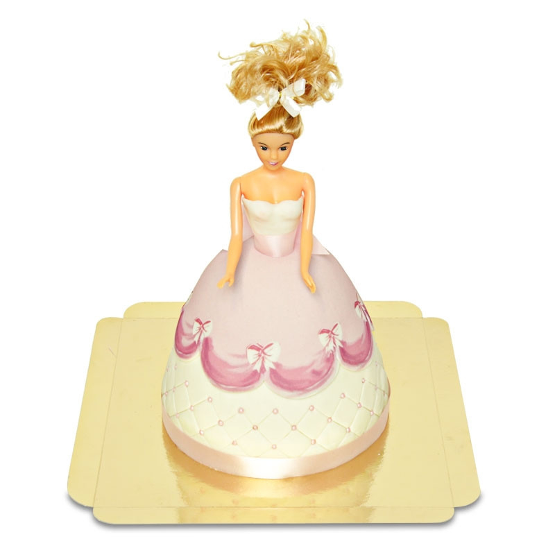 Deluxe Puppenprinzessinkuchen mit rosa Kleid