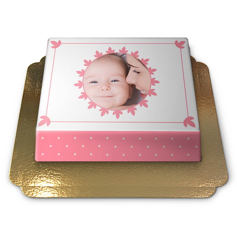Pastellrosa Fototorte (Klein (6 Portionen))