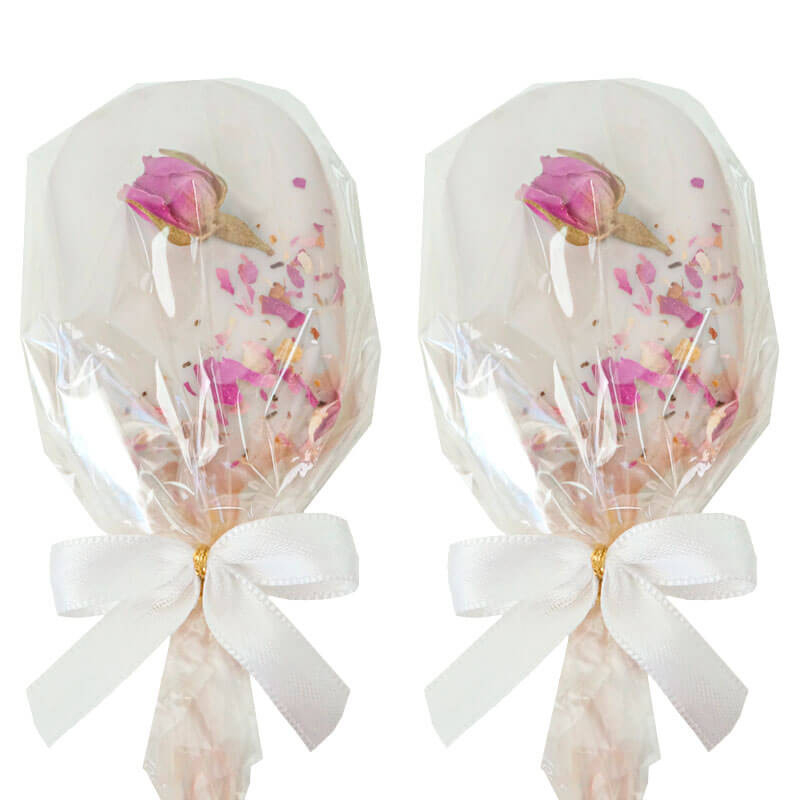 Weiße Rosenblüten-Kuchen-Eis am Stiel (10 Stück)