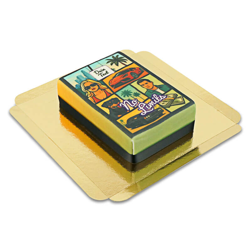 Videospiel-Cover-Torte „Crime City“ (Klein (20 cm x 14 cm (Größe S – 6 Portionen)))