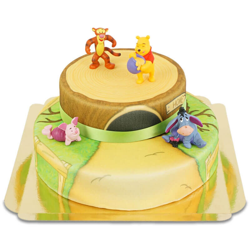 Winnie the Pooh und Tigger auf zweistöckigem Hundert-Morgen-Holzkuchen