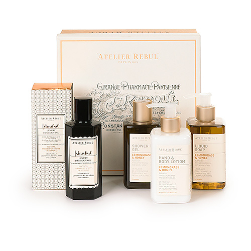 Atelier Rebul : Geschenkbox Lemongrass &amp; Honey mit Körperöl