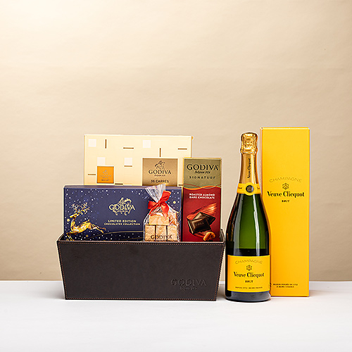Godiva Festlicher Geschenkkorb mit Veuve Clicquot