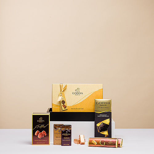 Godiva Geschenktablett in Schwarz und Gold